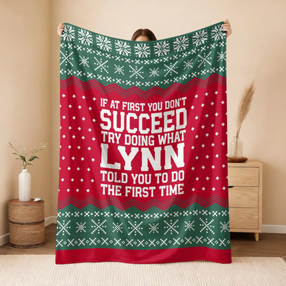 If At First You Don’t Succeed Red Green Christmas Fleece Blanket LYNN 13K1 BK28