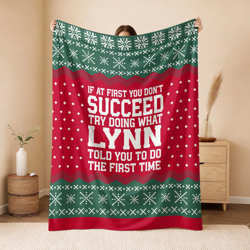If At First You Don’t Succeed Red Green Christmas Fleece Blanket LYNN 13K1 BK28