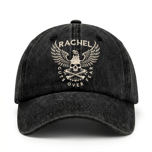 Your Name Guts Over Fear With Eagle And Skull Washed Cap RACHEL 13K1 C75PF