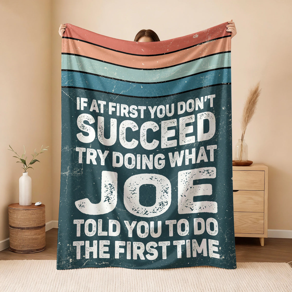 If At First You Don’t Succeed Retro Green Fleece Blanket JOE 13K1 BK29