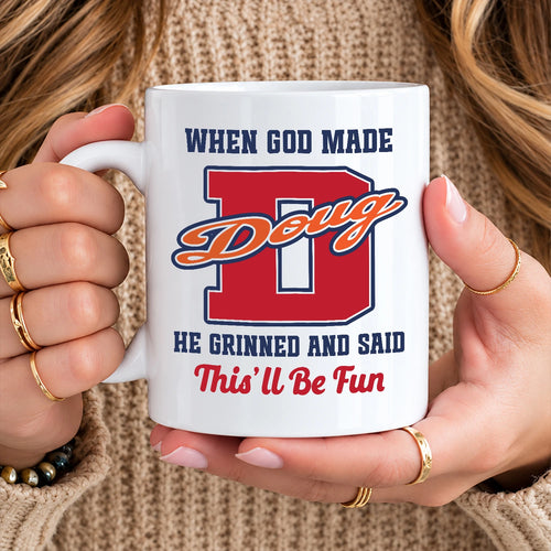When God Made Your Name Personalized Baseball Mug DOUG 13K1 MG07