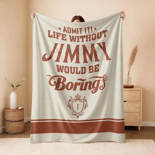 Life Without Your Name Would Be Boring Cream Terracotta Blanket JIMMY 13K1 BK24