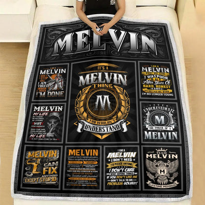 MELVIN Personalized Blanket | Custom Name Cozy Throw Gift 13K3-BK2