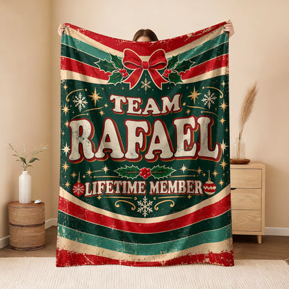 Team Your Name Lifetime Member Christmas Fleece Blanket RAFAEL 13K1 BK52