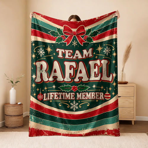 Team Your Name Lifetime Member Christmas Fleece Blanket RAFAEL 13K1 BK52