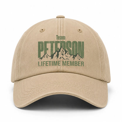 Team Your Name Lifetime Member Mountain Cap PETERSON 13K1 C58PF