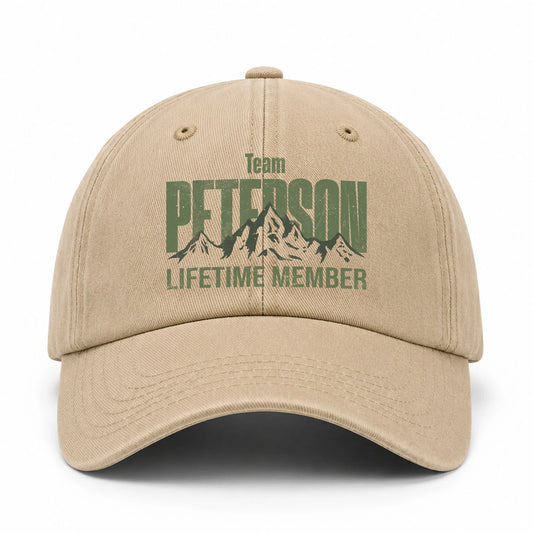 Team Your Name Lifetime Member Mountain Cap PETERSON 13K1 C58PF