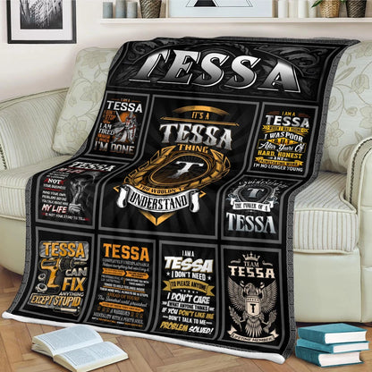TESSA Personalized Blanket | Custom Name Cozy Throw Gift 13K5-BK2