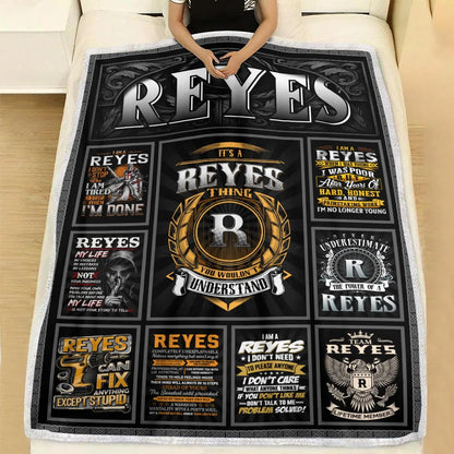 REYES Personalized Blanket | Custom Name Cozy Throw Gift 13K1-BK2