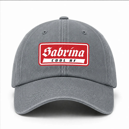 Your Name Cool Af Red Logo Funny Washed Cap SABRINA 13K1 C79PF