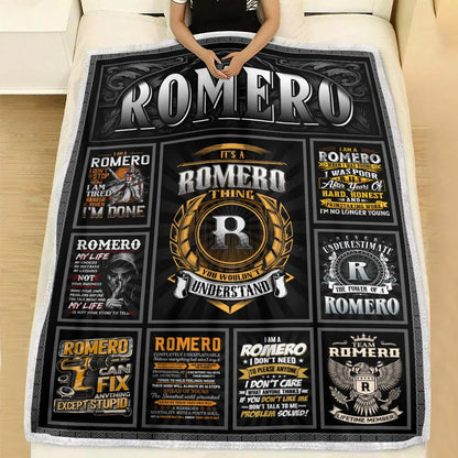 ROMERO Personalized Blanket | Custom Name Cozy Throw Gift 13K1-BK2