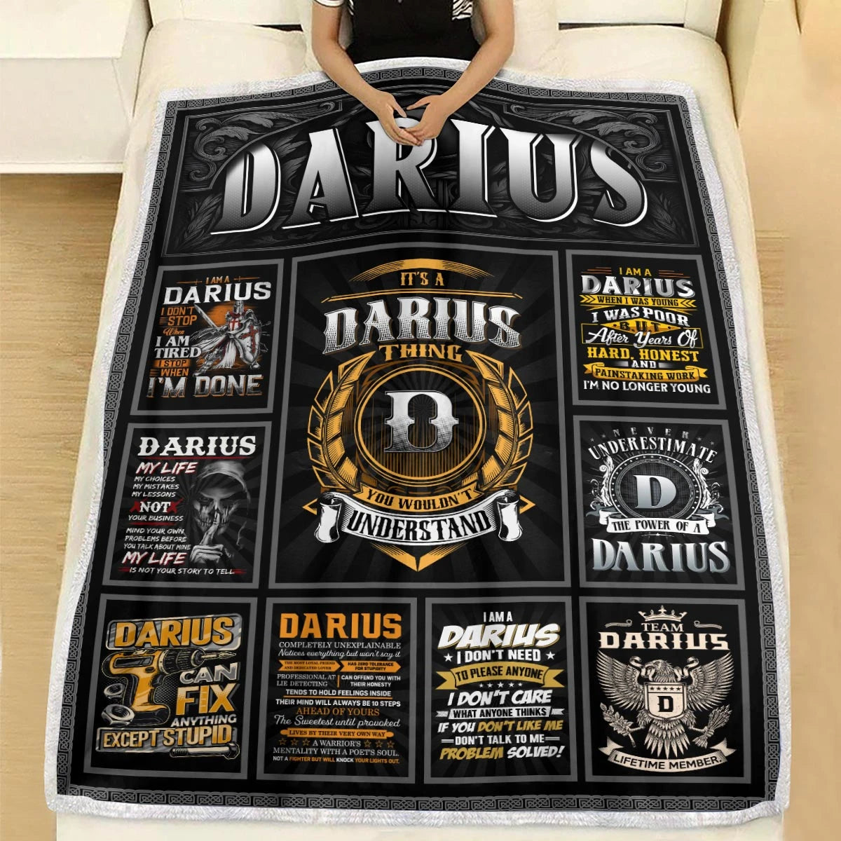 DARIUS Personalized Blanket | Custom Name Cozy Throw Gift 13K5-BK2