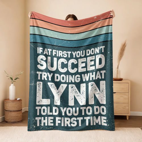 If At First You Don’t Succeed Retro Green Fleece Blanket LYNN 13K1 BK29