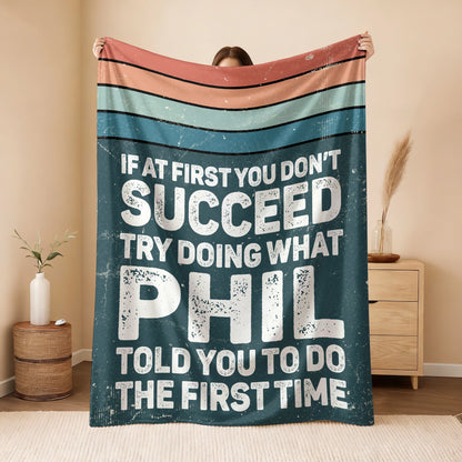 If At First You Don’t Succeed Retro Green Fleece Blanket PHIL 13K1 BK29