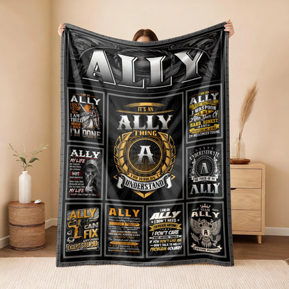 ALLY Personalized Blanket | Custom Name Cozy Throw Gift 13K5-BK2