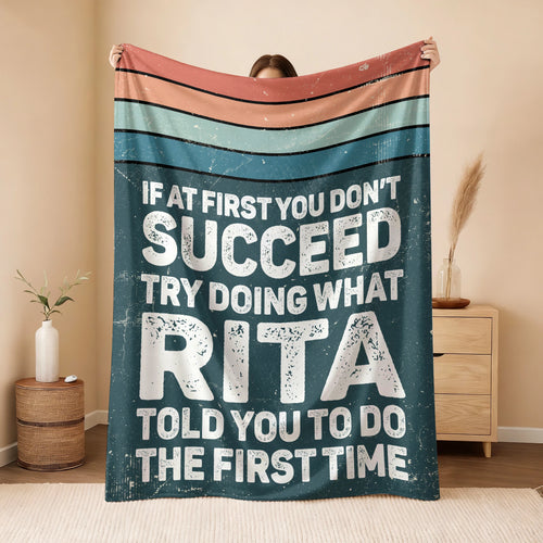 If At First You Don’t Succeed Retro Green Fleece Blanket RITA 13K1 BK29