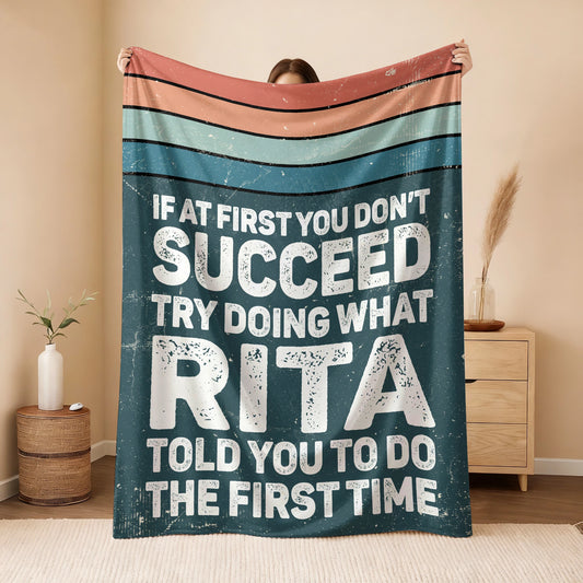 If At First You Don’t Succeed Retro Green Fleece Blanket RITA 13K1 BK29