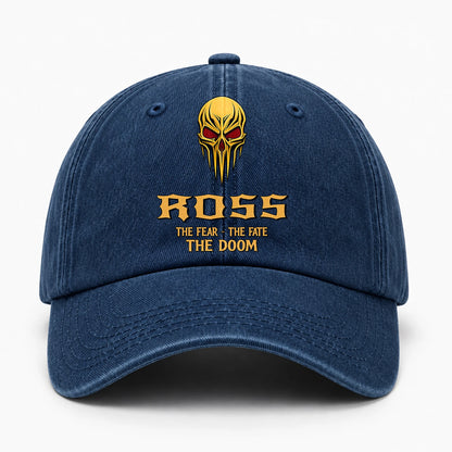 The Fear The Fate The Doom Skull Blue Washed Cap ROSS 13K1 C97PF