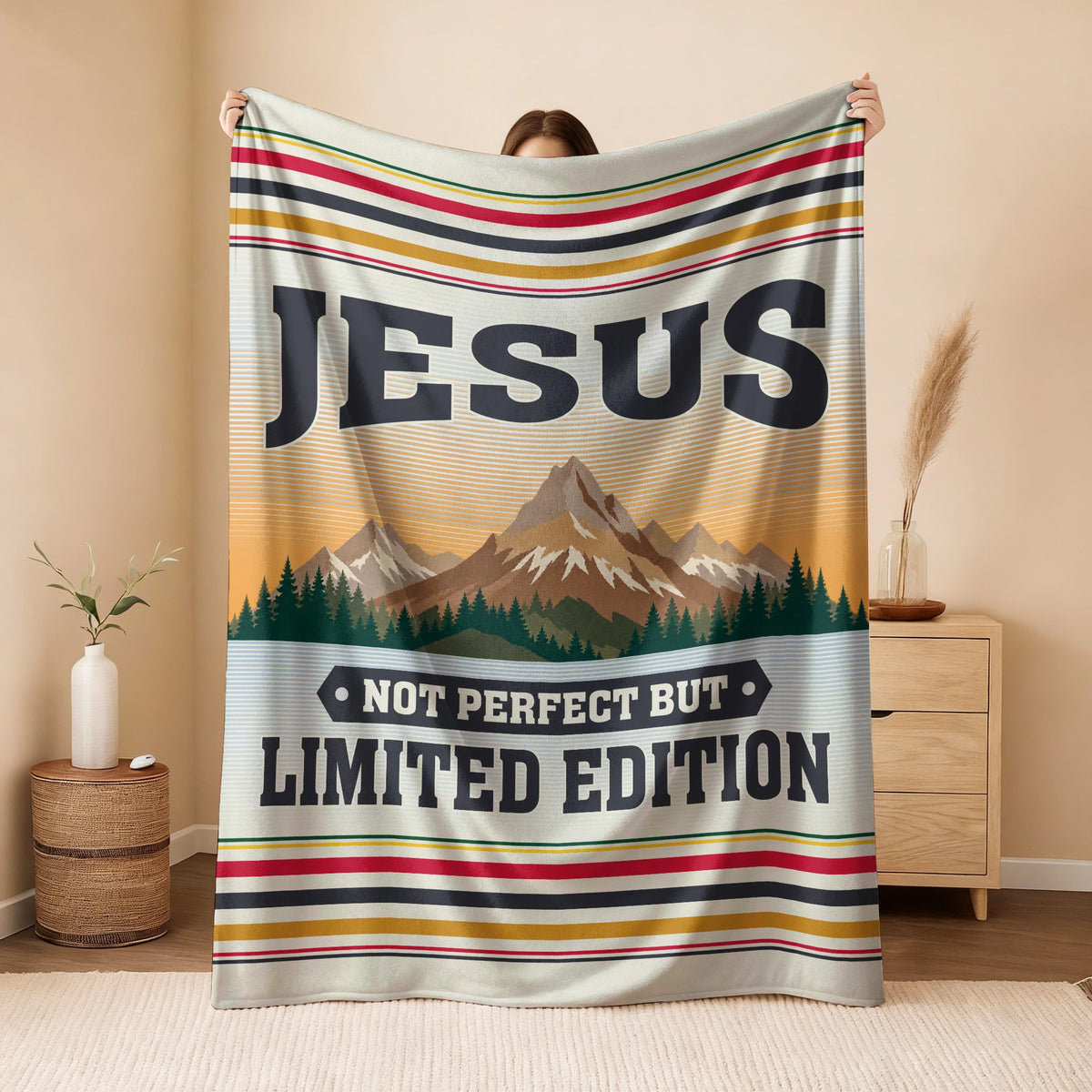 Not Perfect But Limited Edition Vintage Mountain Fleece Blanket JESUS 13K1 BK45