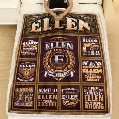 ELLEN Personalized Blanket | Custom Name Cozy Throw Gift 13K1-BK4