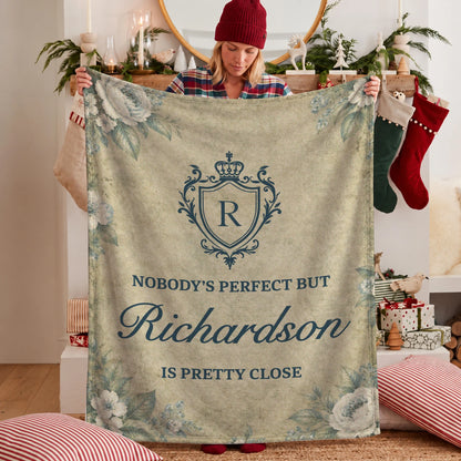 Nobody's Perfect But Your Name Is Pretty Close Green Floral Fleece Blanket RICHARDSON 13K1 BK39
