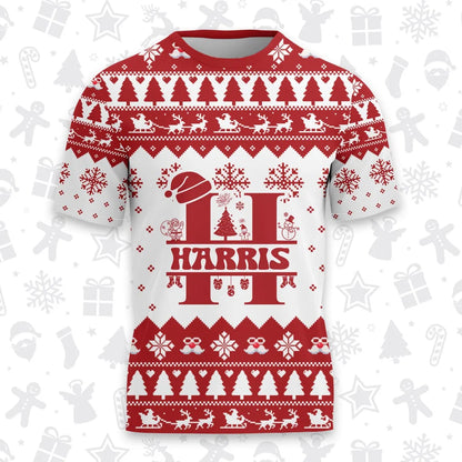 HARRIS Personalized Christmas T-Shirt Pajama Set - Holiday Gift Outfit 13K1-CR2