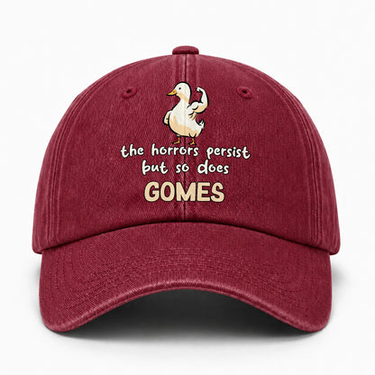 The Horrors Persist But So Does Your Name Funny Goose Burgundy Washed Cap GOMES 13K1 C126PF