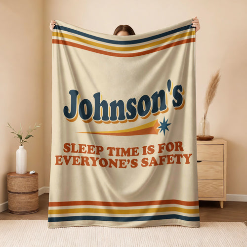 Your Name's Sleep Time Funny Retro Fleece Blanket JOHNSON 13K1 BK67