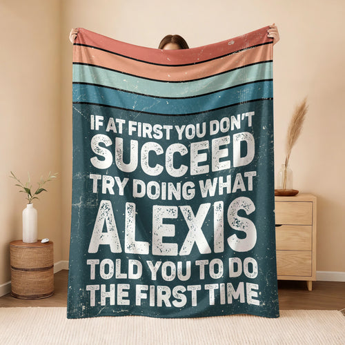 If At First You Don’t Succeed Retro Green Fleece Blanket ALEXIS 13K1 BK29