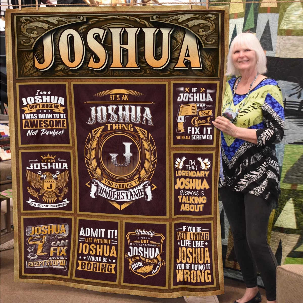JOSHUA Personalized Blanket | Custom Name Cozy Throw Gift 13K1-BK4
