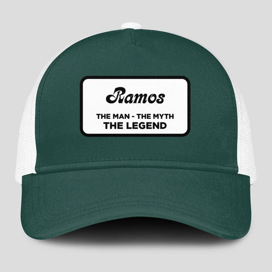 The Man The Myth The Legend Green And White Mesh Cap RAMOS 13K1 C198PF