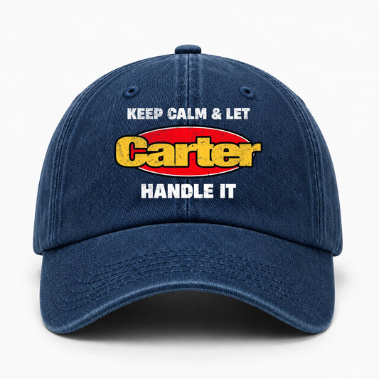 Keep Calm & Let Your Name Handle It Yellow And Red Logo Washed Cap CARTER 13K1 C172PF