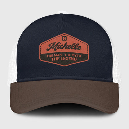 The Man The Myth The Legend Navy And Brown Mesh Cap MICHELLE 13K1 C188PF