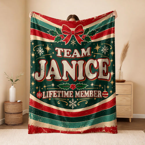 Team Your Name Lifetime Member Christmas Fleece Blanket JANICE 13K1 BK52