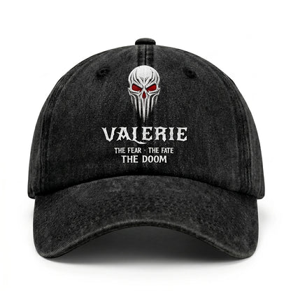 Your Name The Fear The Fate The Doom Skull Washed Cap VALERIE 13K1 C98PF