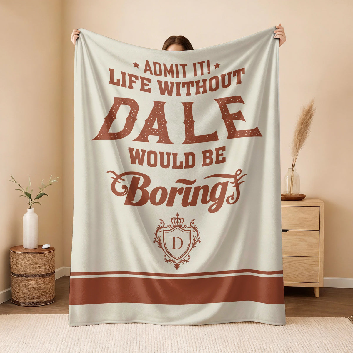 Life Without Your Name Would Be Boring Cream Terracotta Blanket DALE 13K1 BK24