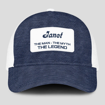 The Man The Myth The Legend Blue Denim Mesh Cap JANET 13K1 C194PF