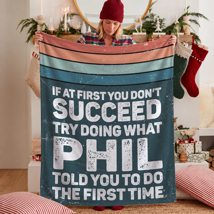 If At First You Don’t Succeed Retro Green Fleece Blanket PHIL 13K1 BK29