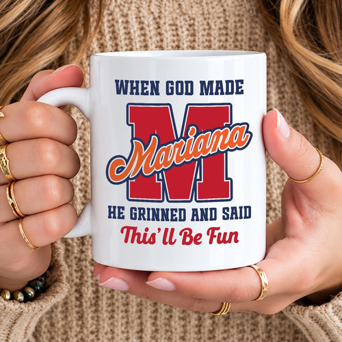 When God Made Your Name Personalized Baseball Mug MARIANA 13K1 MG07