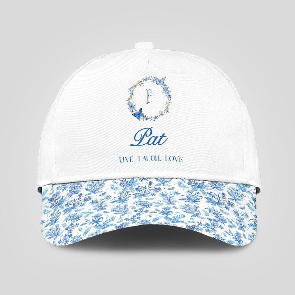 Live Laugh Love Blue Flowers Cap PAT 13K1 C50PF