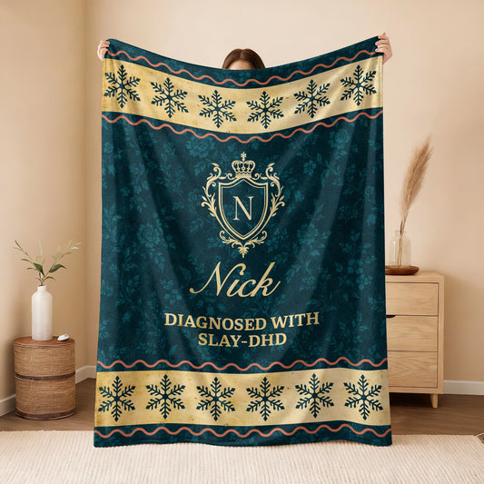 Diagnosed With Slay-DHD Vintage Sage Green Fleece Blanket NICK 13K1 BK38