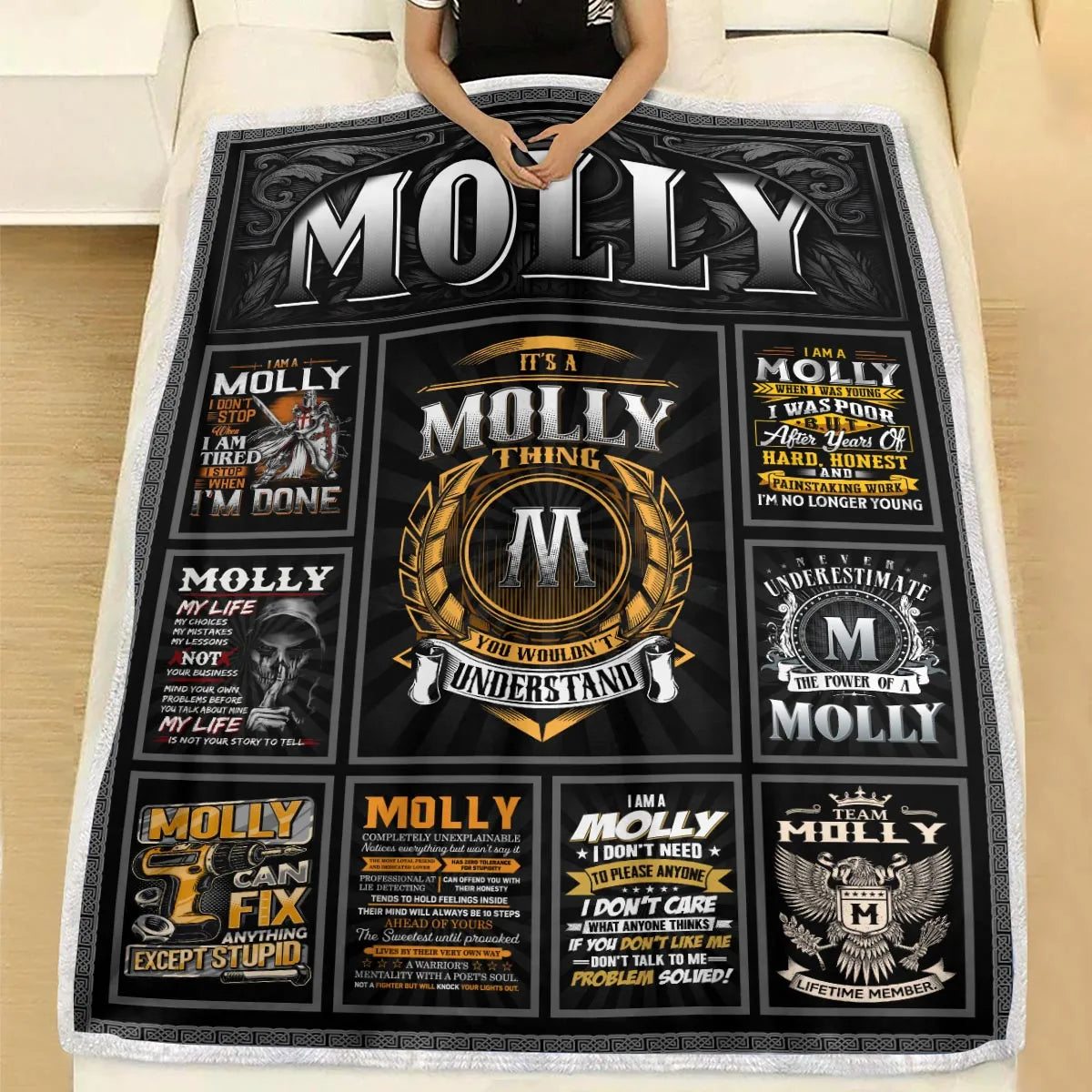 MOLLY Personalized Blanket | Custom Name Cozy Throw Gift 13K2-BK2