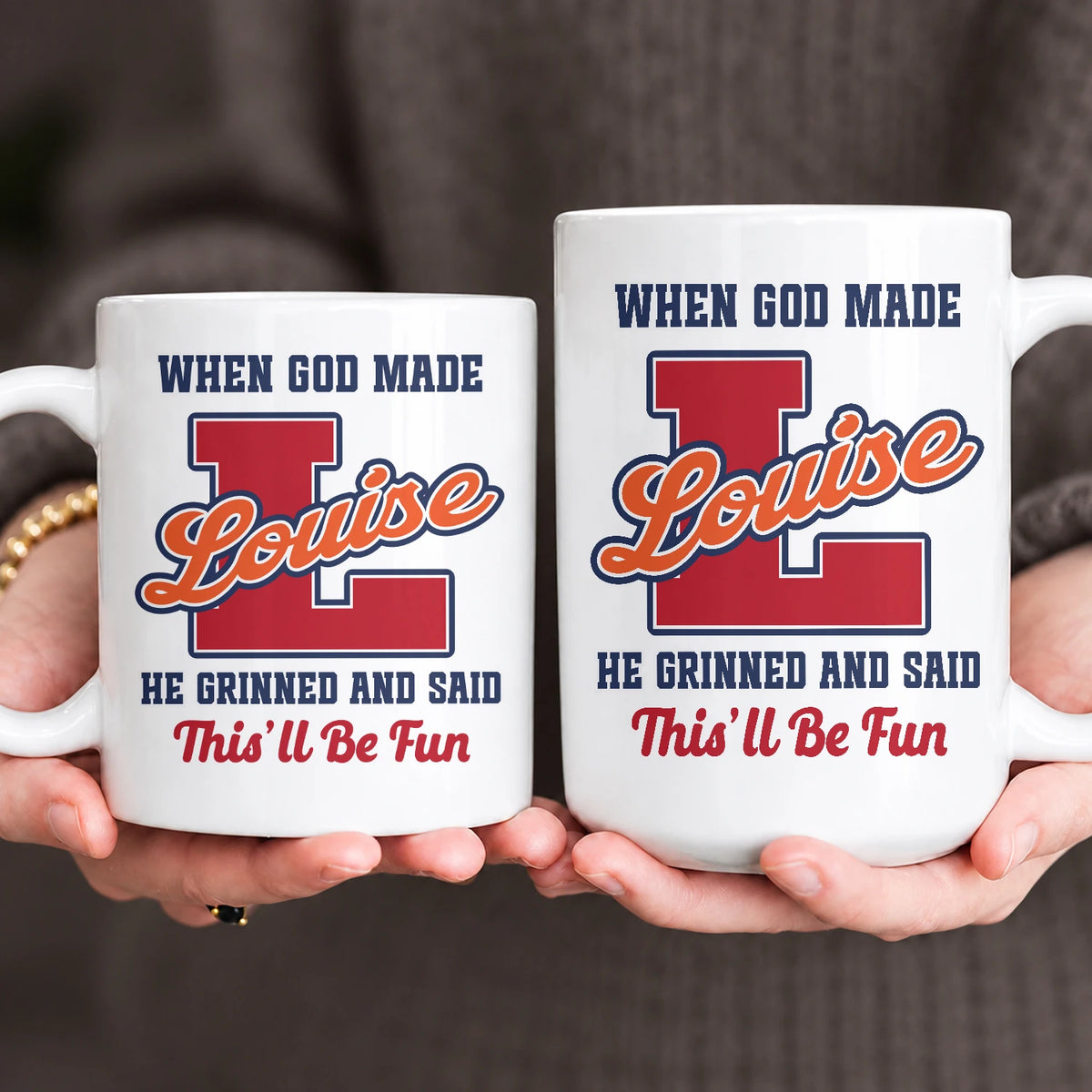When God Made Your Name Personalized Baseball Mug LOUISE 13K1 MG07