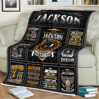 JACKSON Personalized Blanket | Custom Name Cozy Throw Gift 13K1-BK2