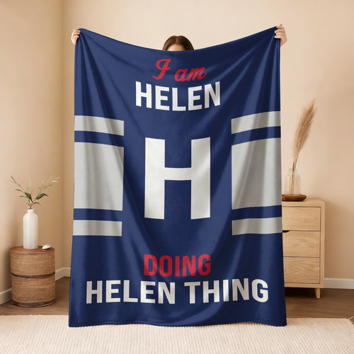 I'm Name Doing Name Things Navy Fleece Blanket HELEN 13K1 BK51