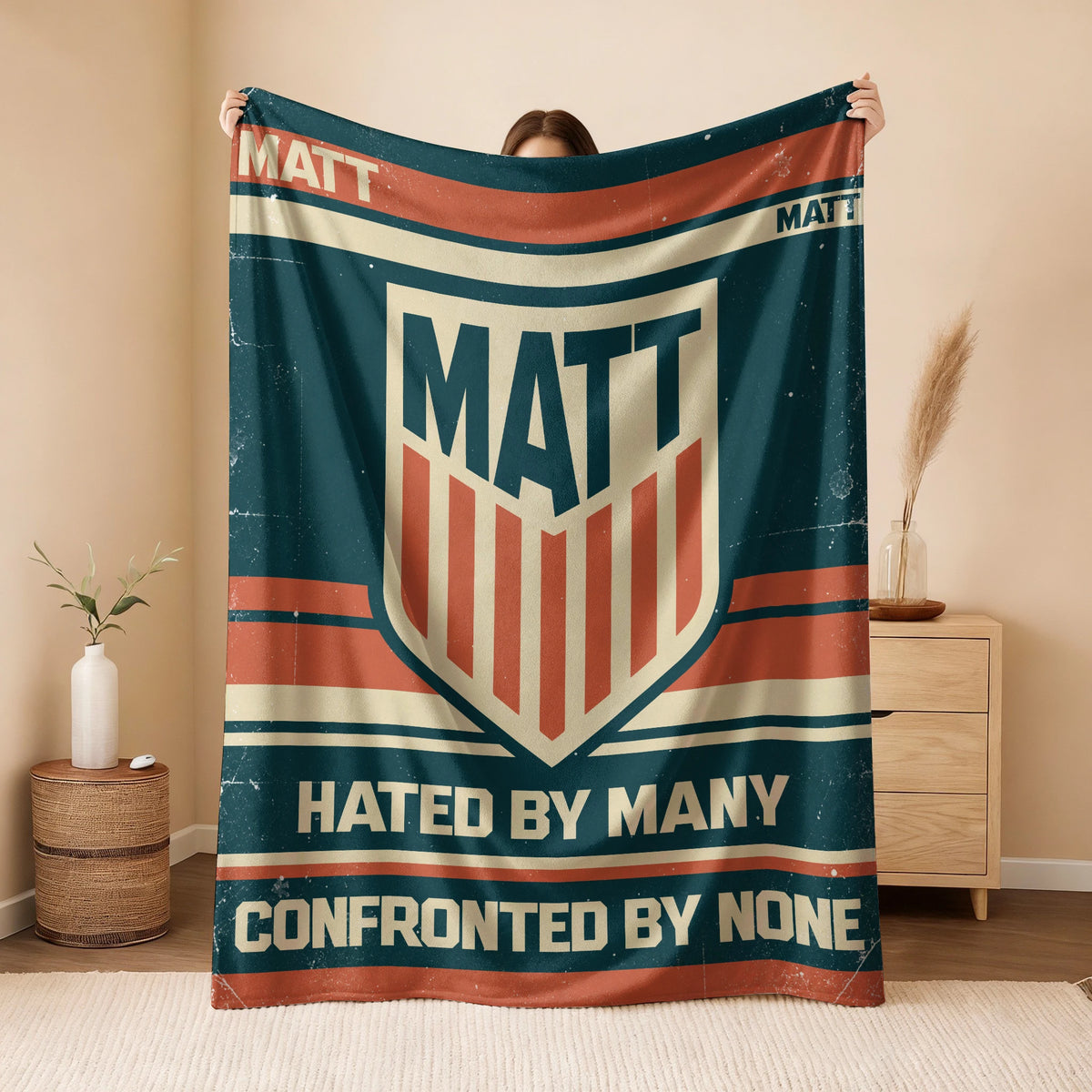 Hated By Many Confronted By None Retro Fleece Blanket MATT 13K1 BK58