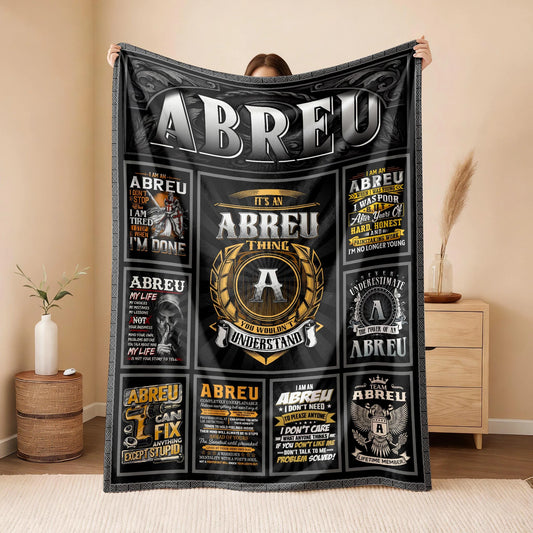 ABREU Personalized Blanket | Custom Name Cozy Throw Gift 13K4-BK2