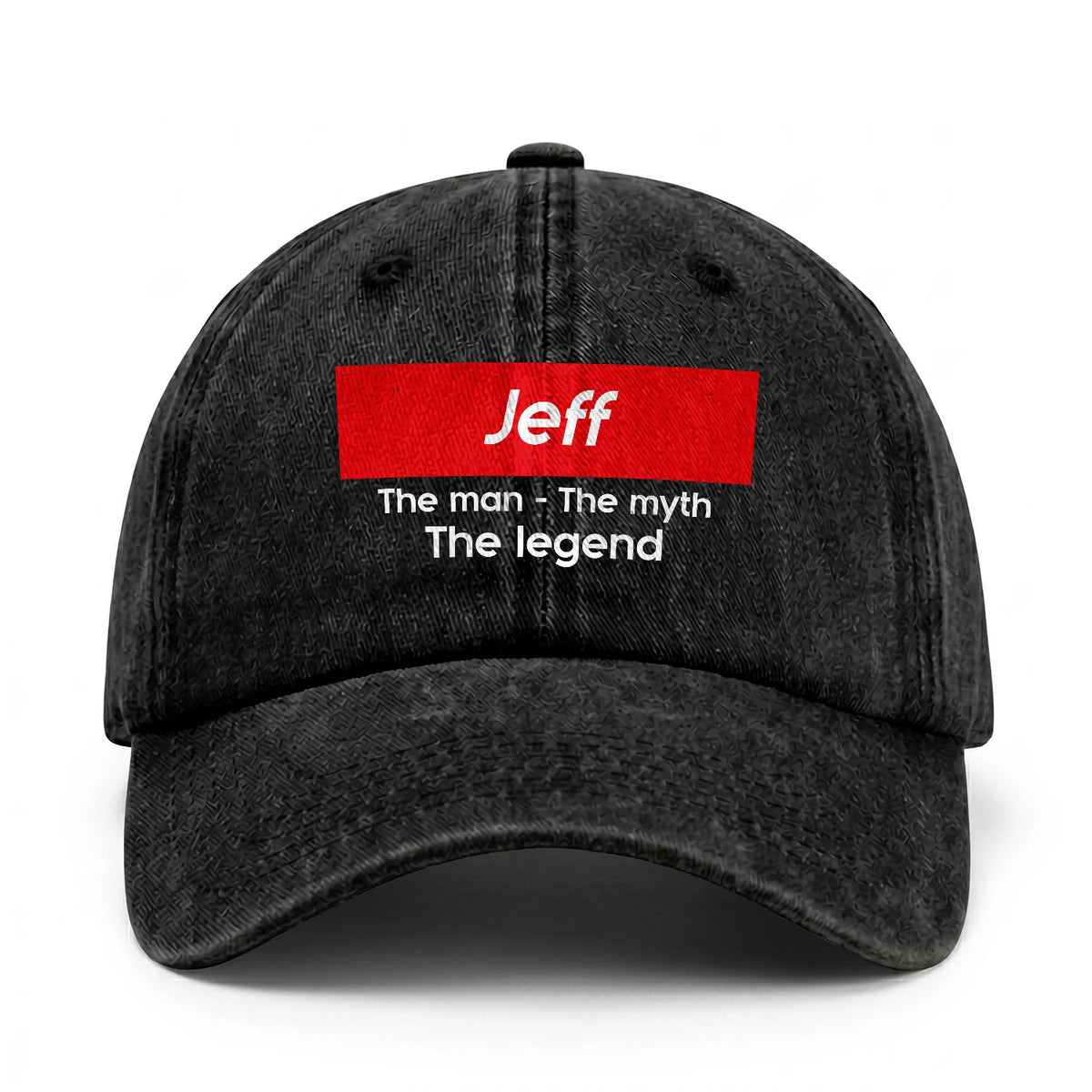 Your Name The Man The Myth The Legend Red Logo Washed Cap JEFF 13K1 C130PF