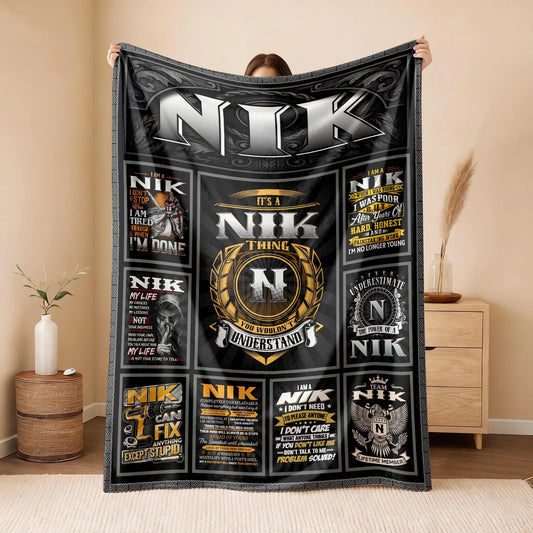 NIK Personalized Blanket | Custom Name Cozy Throw Gift 13K4-BK2