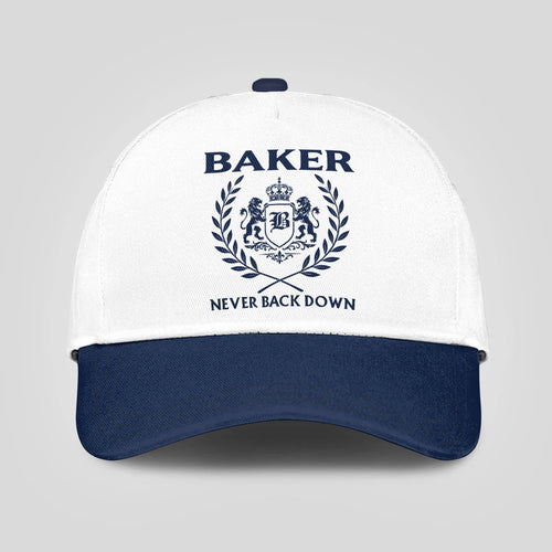 Never Back Down Blue And White Cap BAKER 13K1 C59PF